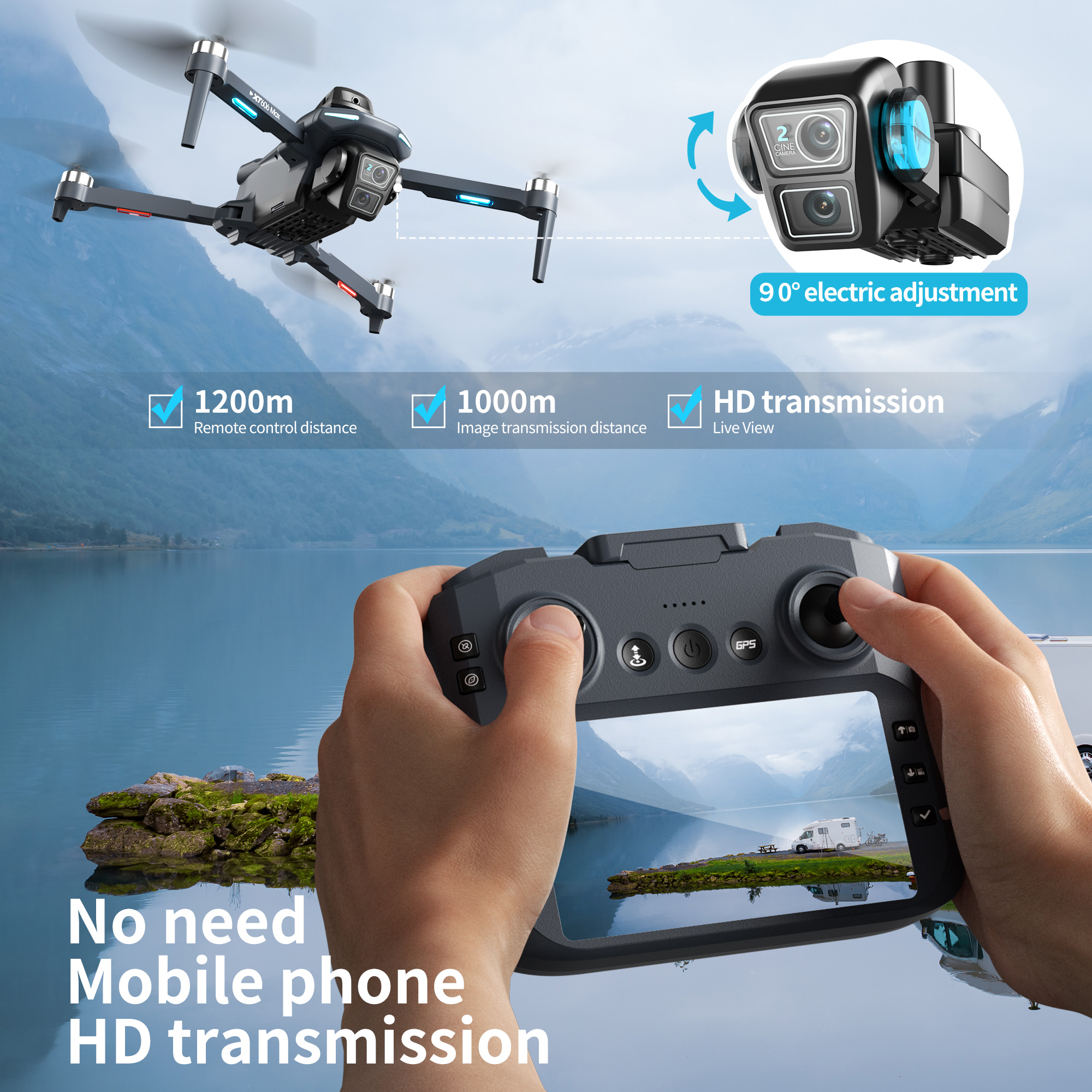 XT606 MAX GPS NEW Drone 8k Pro - Drone Xiaomi Rc 评论和价格