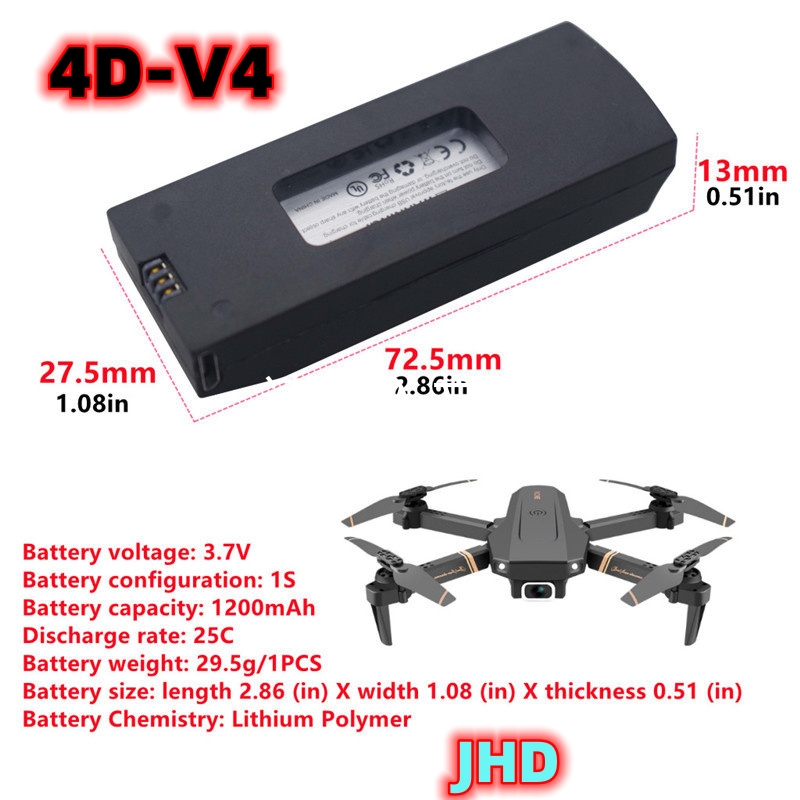 JHD Bateria 4DRC V4 Battery 3. - Lyzrc Drone 评论和价格