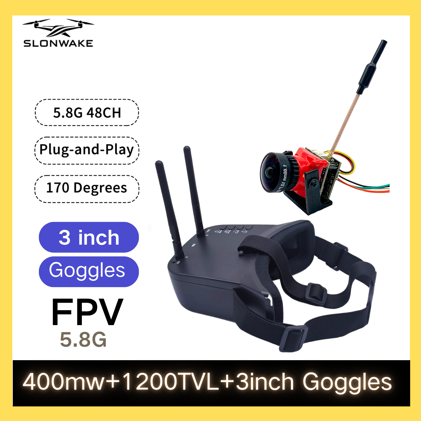 SLONWAKE 5.8G 48CH FPV 400mw V - Fpv Drone Camera 评论和价格