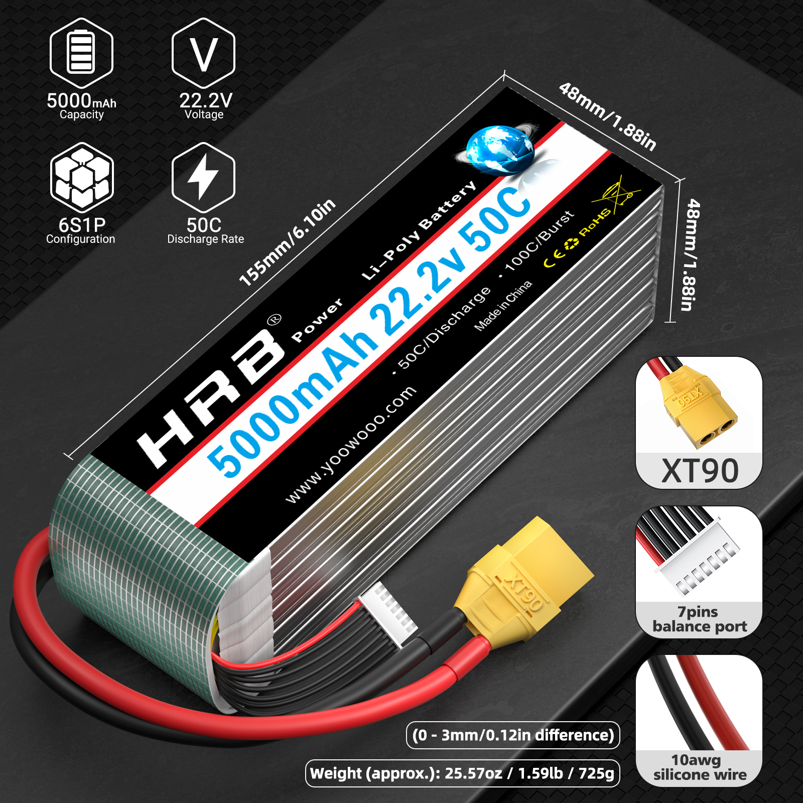 1/2PCS HRB 22.2V 5000mah Lipo  - Rc Drift Car Kit 评论和价格